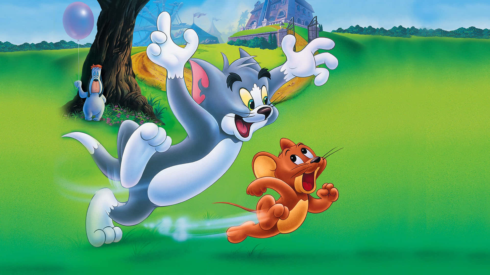 Tom and Jerry Chasing Each Other around Mousetrap