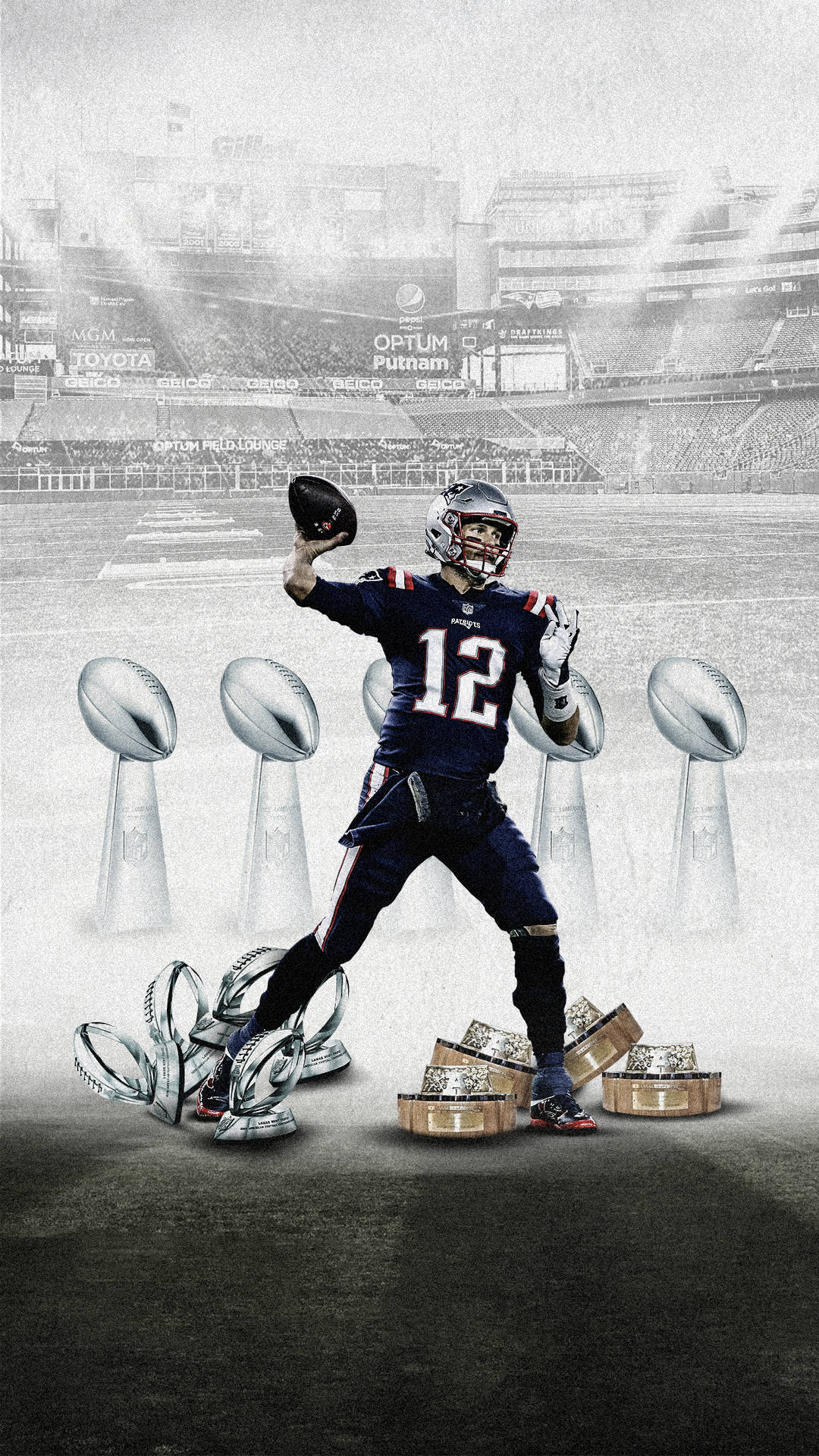 Tom Brady Awards And Championship Trophies Wallpaper