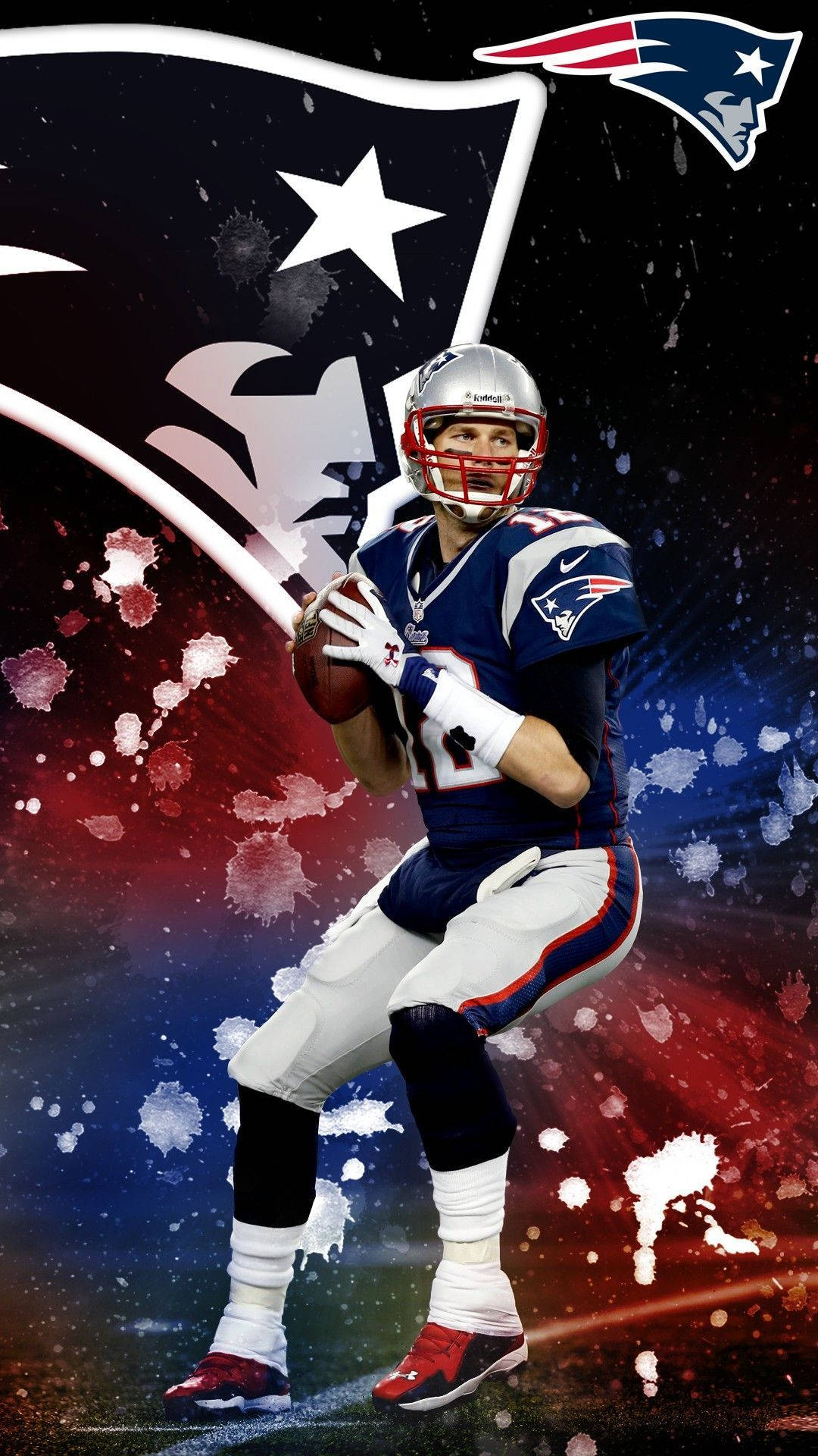 Tom Brady Colourful New England Poster Wallpaper