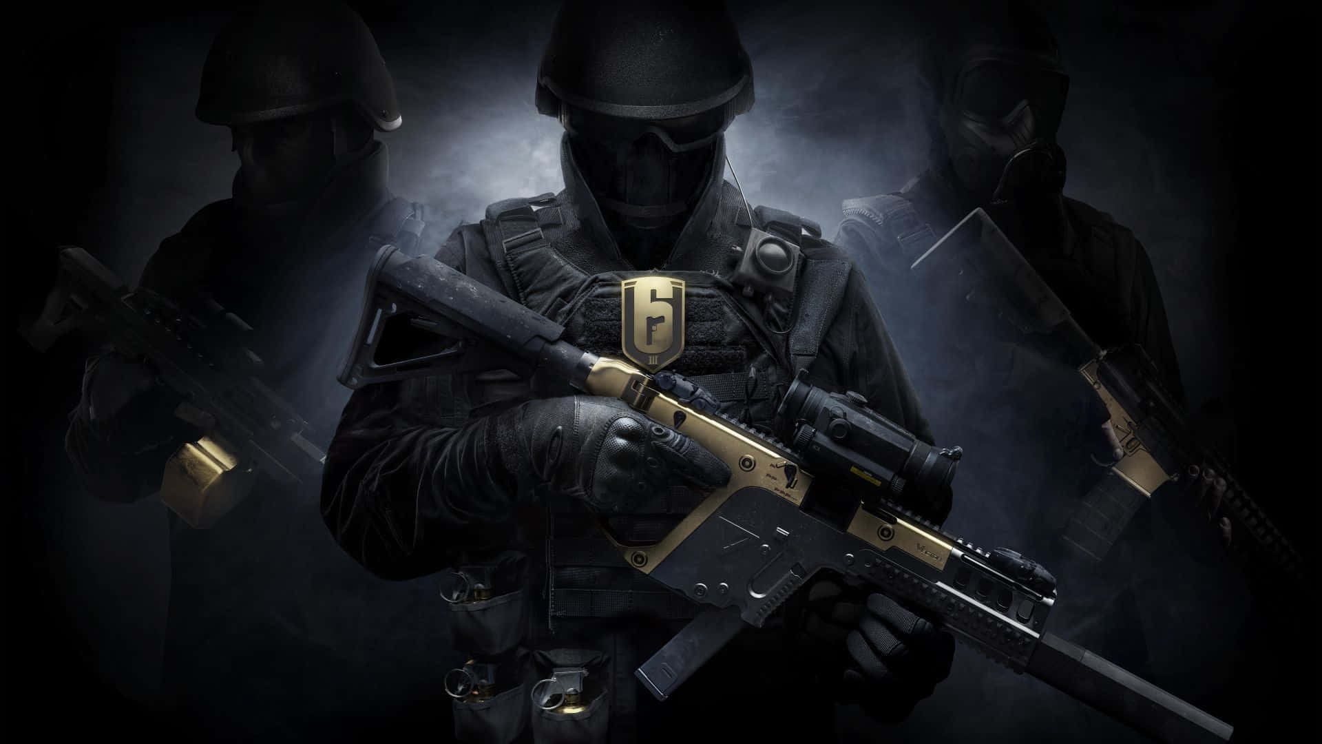 A Group Of Soldiers Holding Guns In The Dark Wallpaper