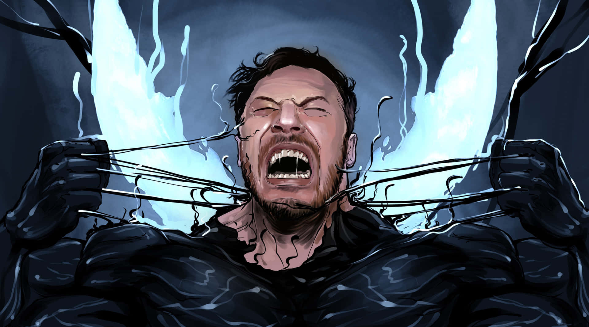 Tom Hardy as Venom, a powerful and complex antihero Wallpaper