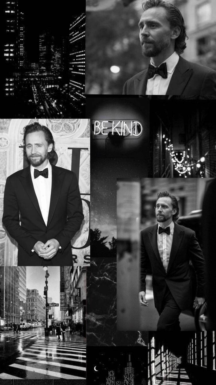 Collageen Blanco Y Negro De Tom Hiddleston. Fondo de pantalla