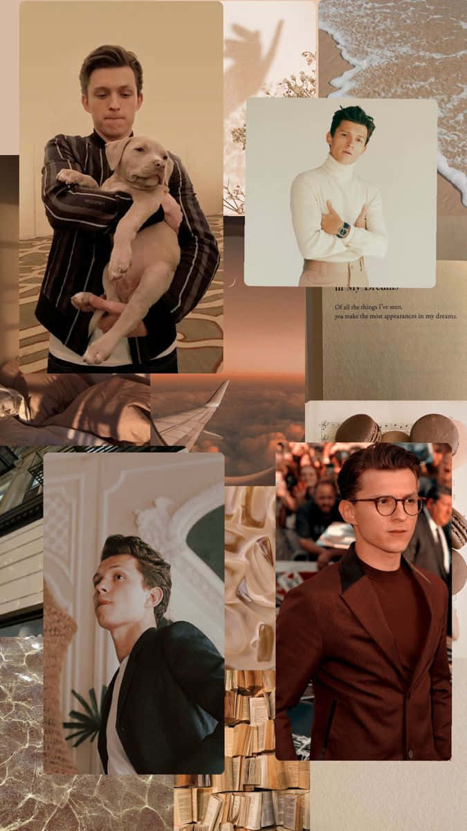 Tom Holland Aesthetic Collage Wallpaper