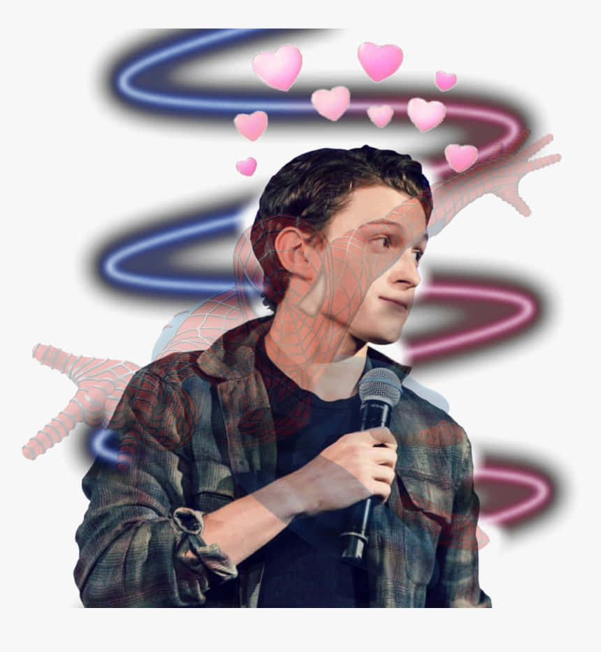 Tom Holland Aesthetic Pink And Blue Wallpaper