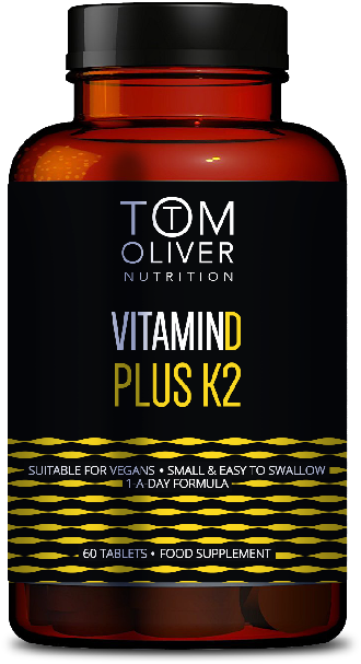 Tom Oliver Nutrition Vitamin D K2 Supplement Bottle PNG