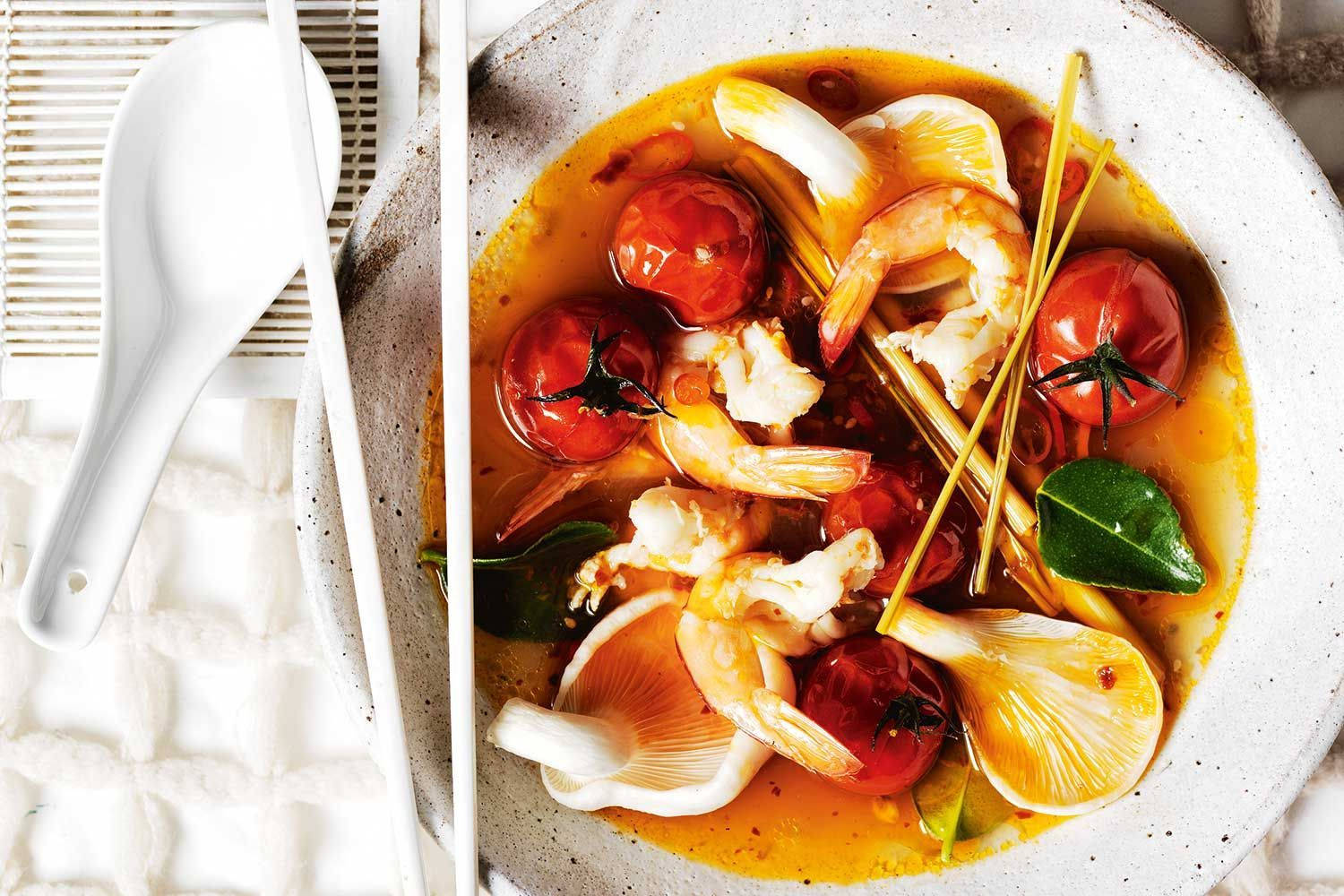 Tom Yum Soup With Cherry Tomatoes Wallpaper