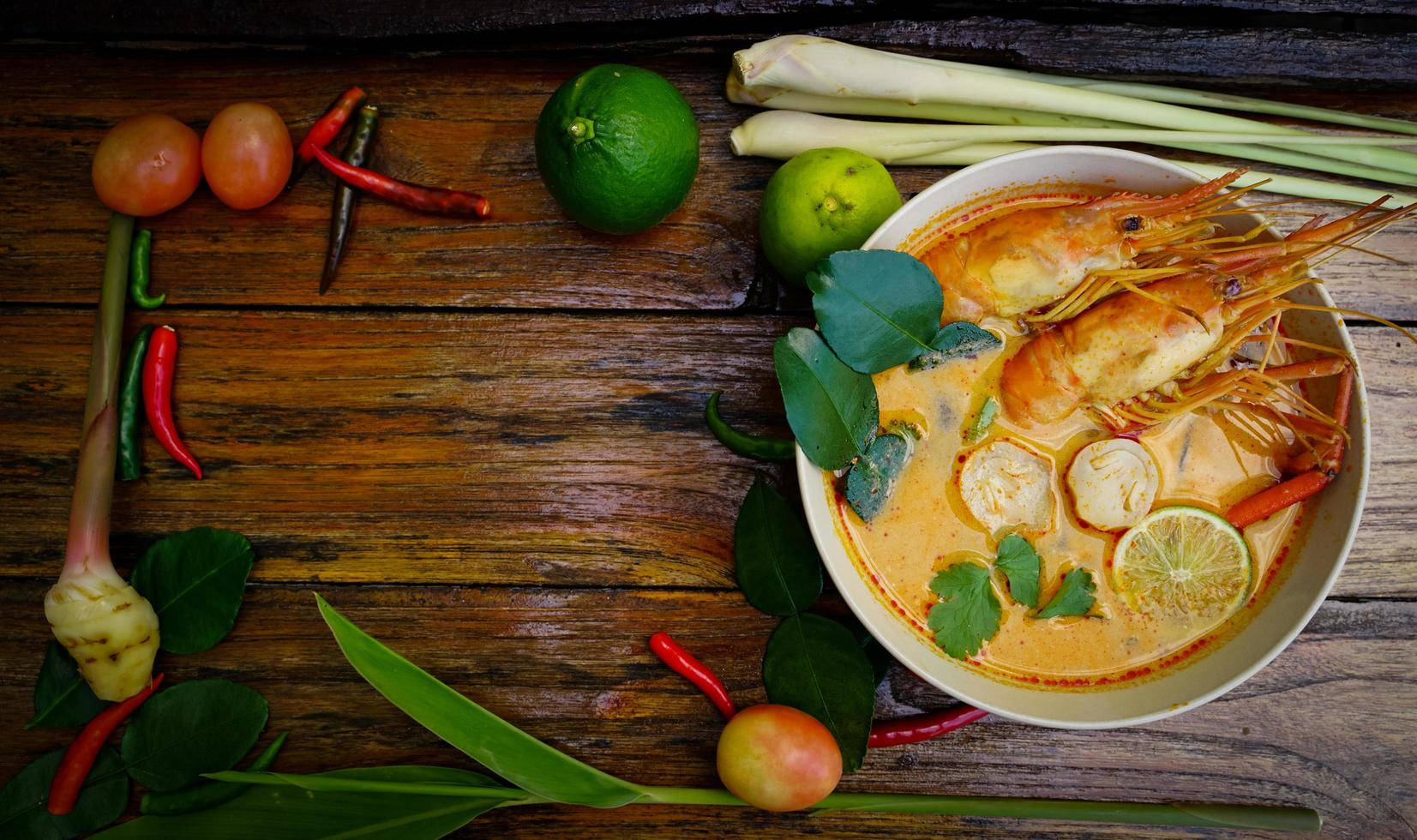 Tom Yum Soup With Fresh Herbs Wallpaper