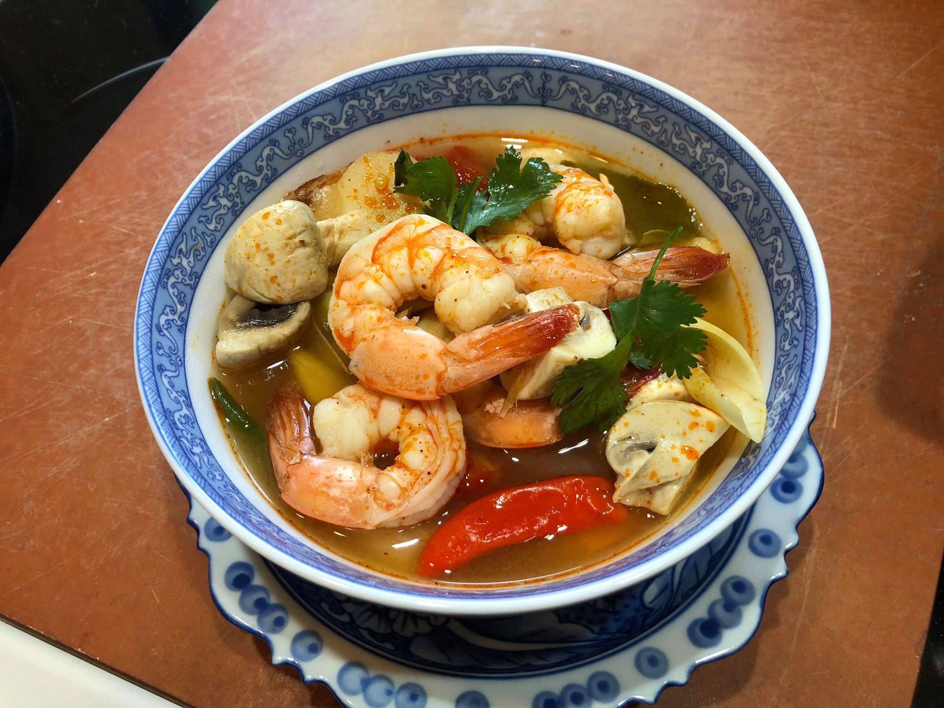 Tom Yum With Shrimps And Mushrooms Wallpaper