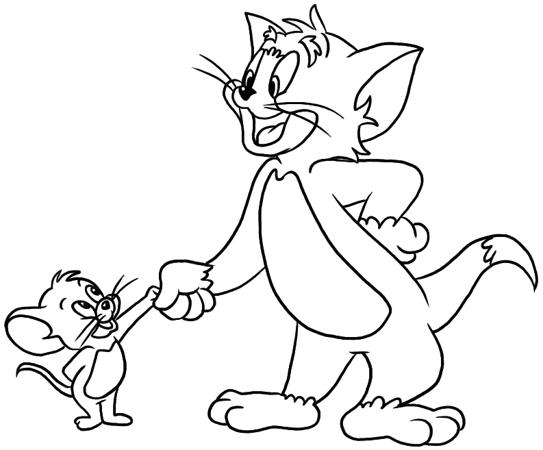 Tomand Jerry Coloring Outline PNG