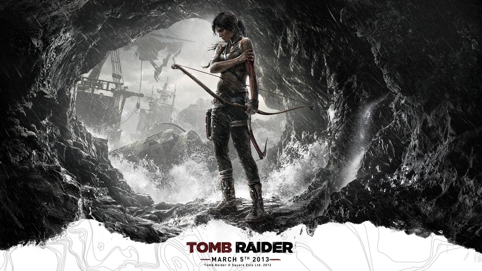 Tomb Raider 9 Lara Croft In Cave With Ship Wallpaper