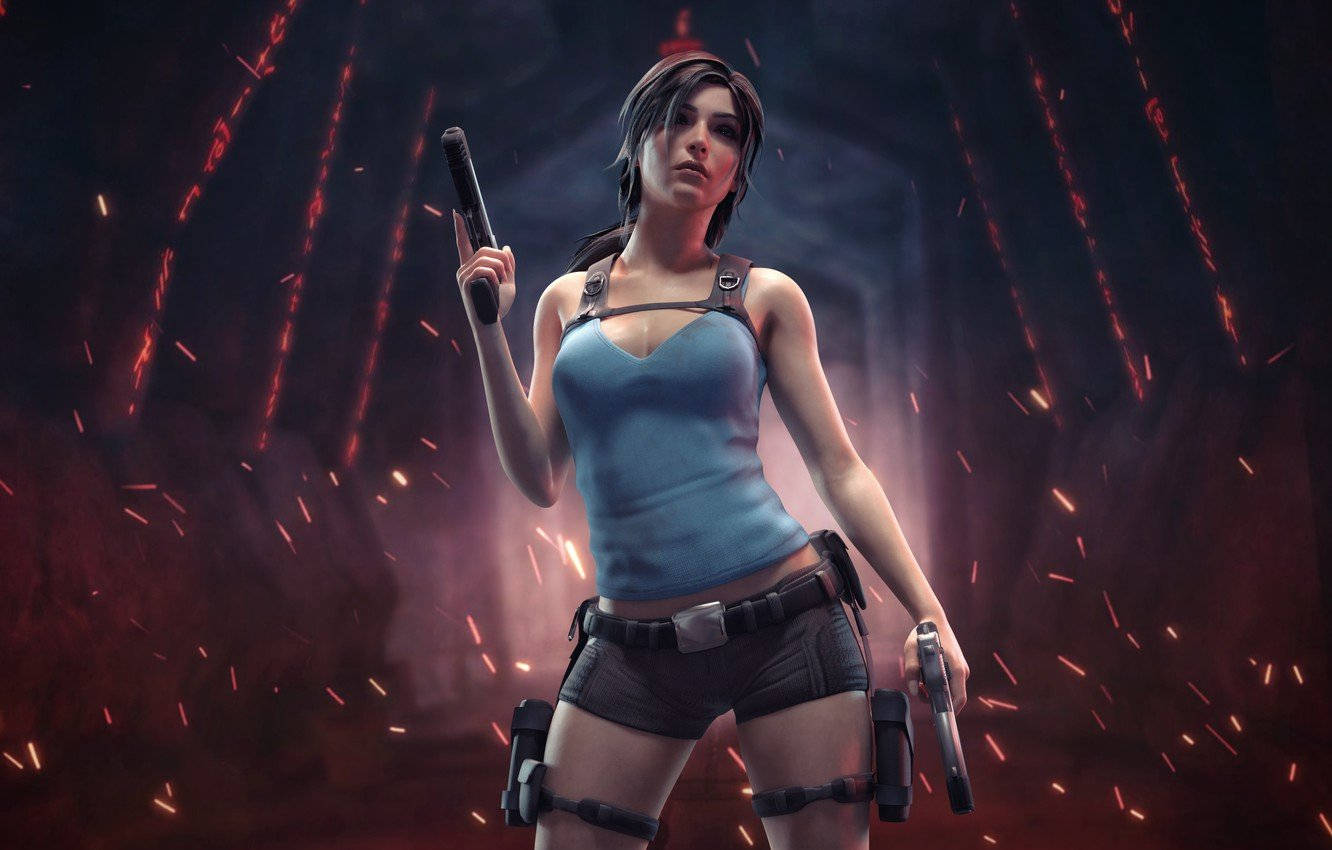 Tomb Raider Game Main Character Pose Wallpaper