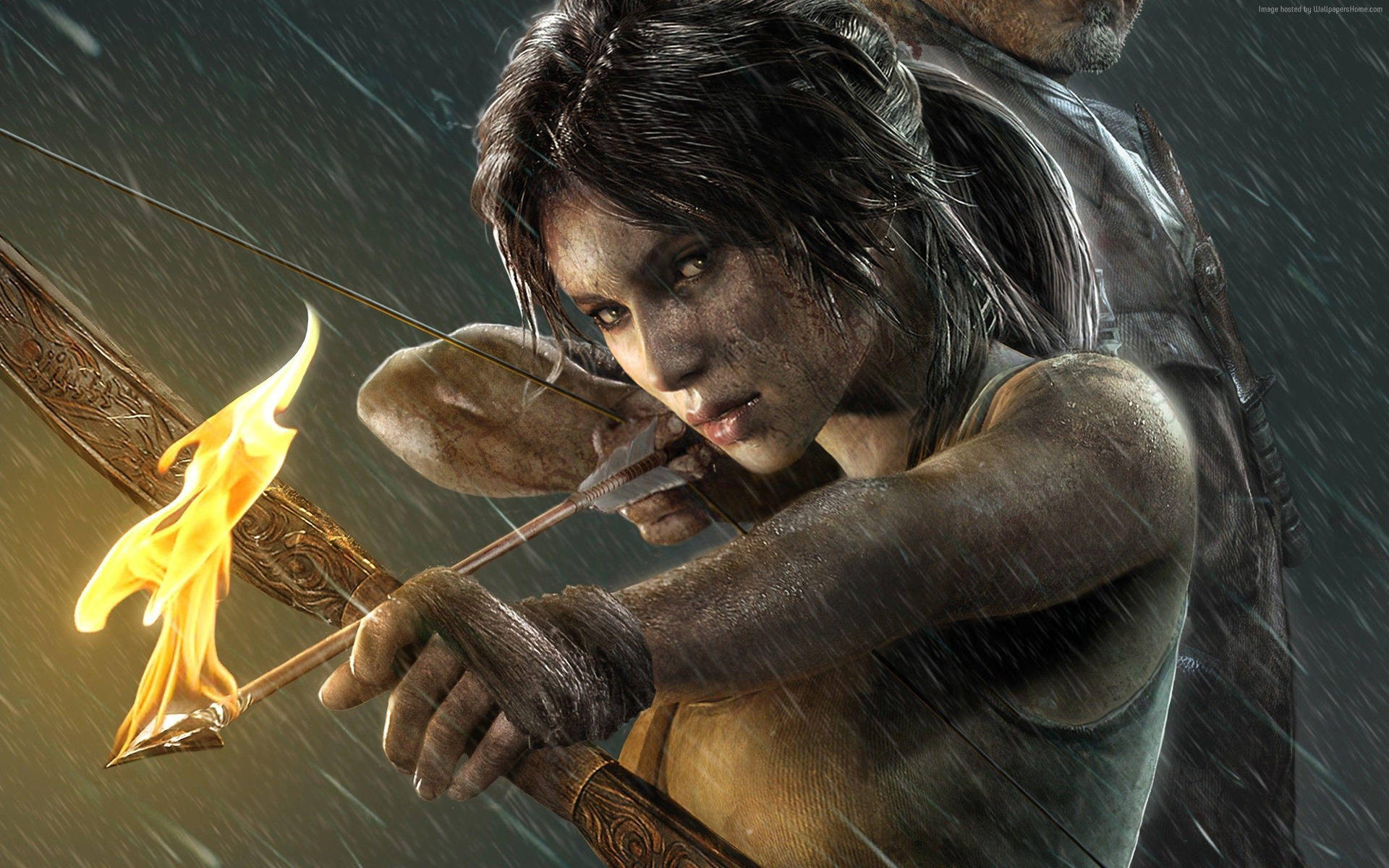 Tomb Raider Game Lara Croft Fiery Arrow Wallpaper