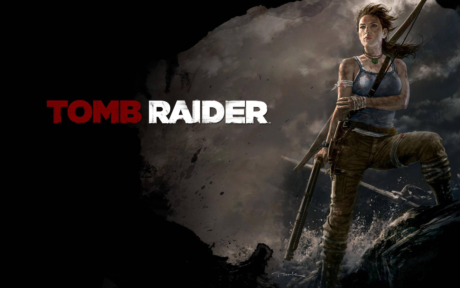 Lara Croft i aktion i Tomb Raider-spillet Wallpaper