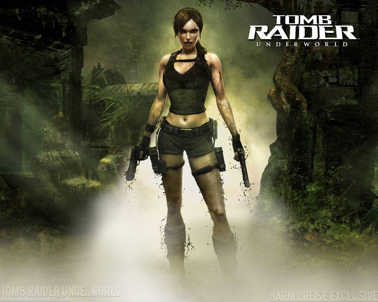 Uncover The Power Of Lara Croft In Tomb Raider Game Wallpaper