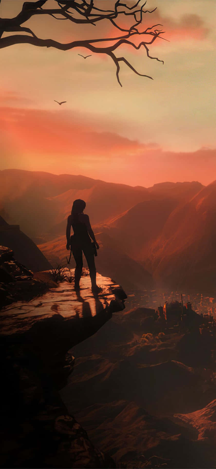 Eineklassische Lara Croft Kehrt Mit Diesem Tomb Raider-druck Für Das Iphone5s Auf Ihren Homescreen Zurück! Wallpaper