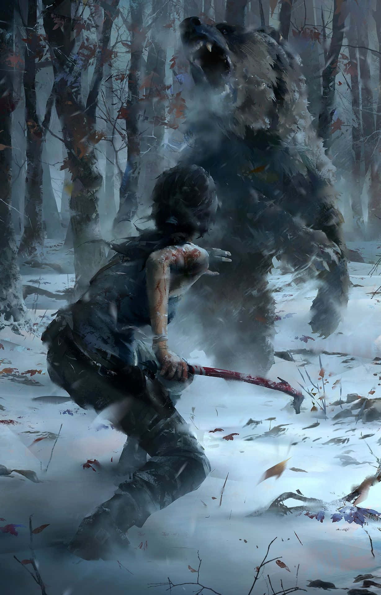 Lara Croft klar til et eventyr på sin iPhone 5s. Wallpaper