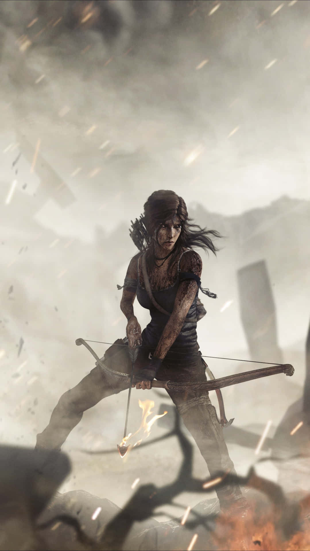 Tomb Raider Iphone 5s Lara Rising Tapet: Opdag Lara, stigende i et vildt landskab. Wallpaper