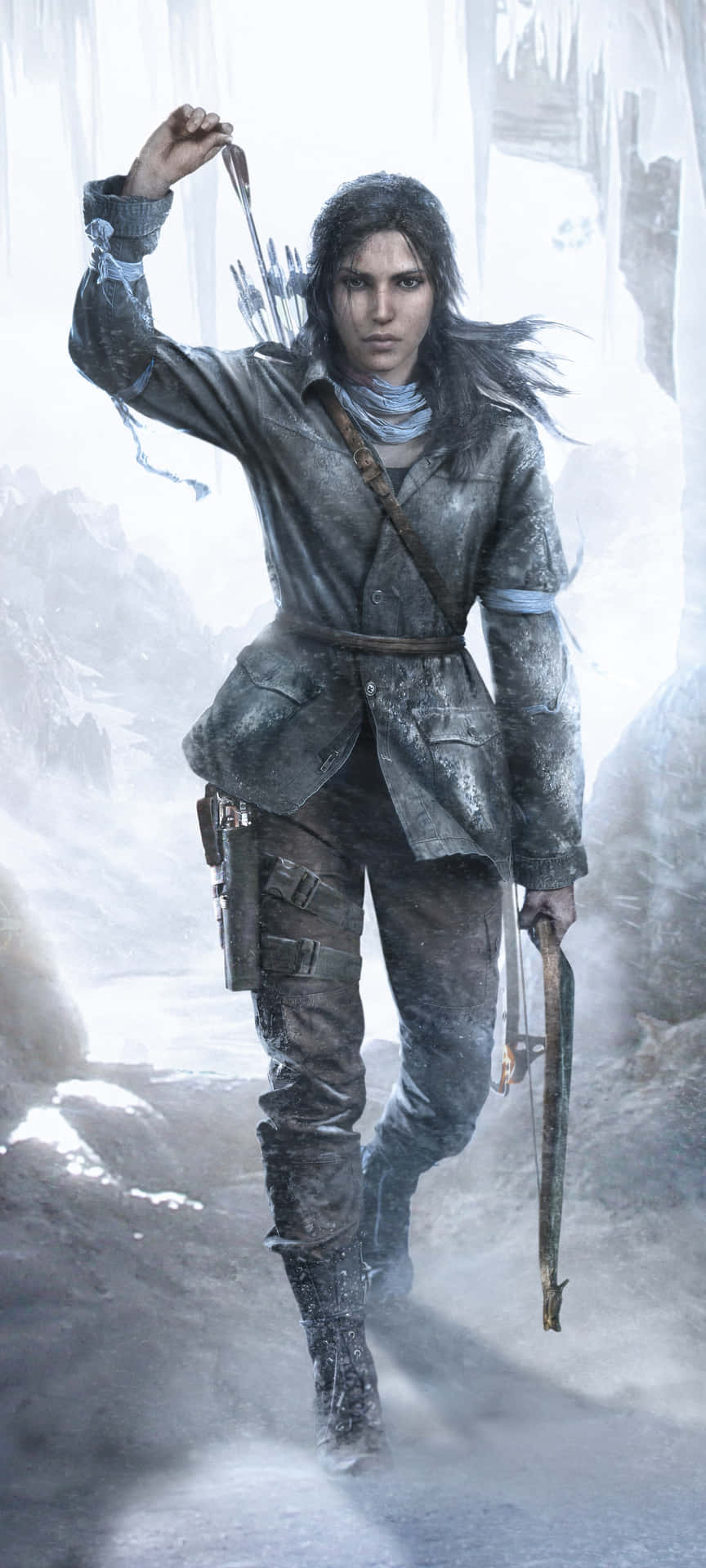 Lara Croft vandrer farlige jungler i jagten på det reneste bytte på sin iPhone 5s. Wallpaper