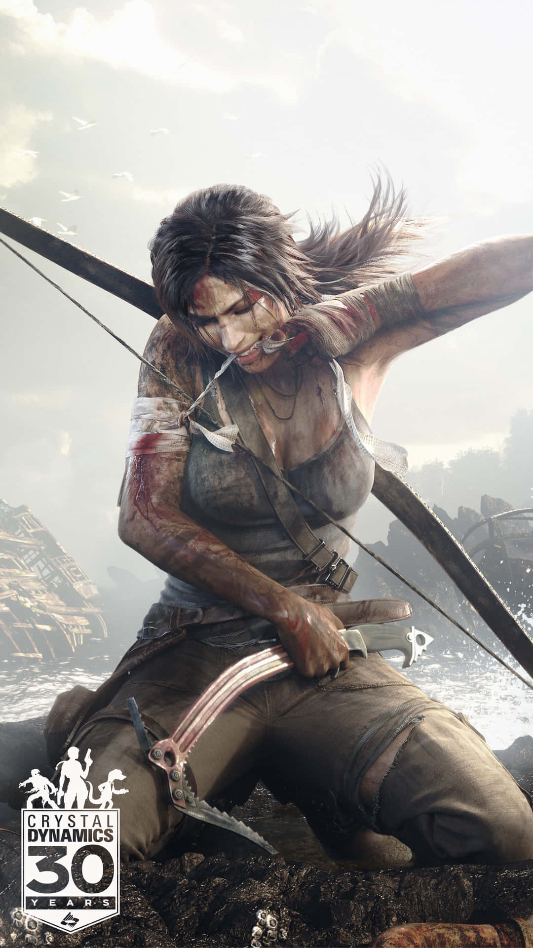 An Action Packed Scene from Tomb Raider for the Iphone 5s Wallpaper