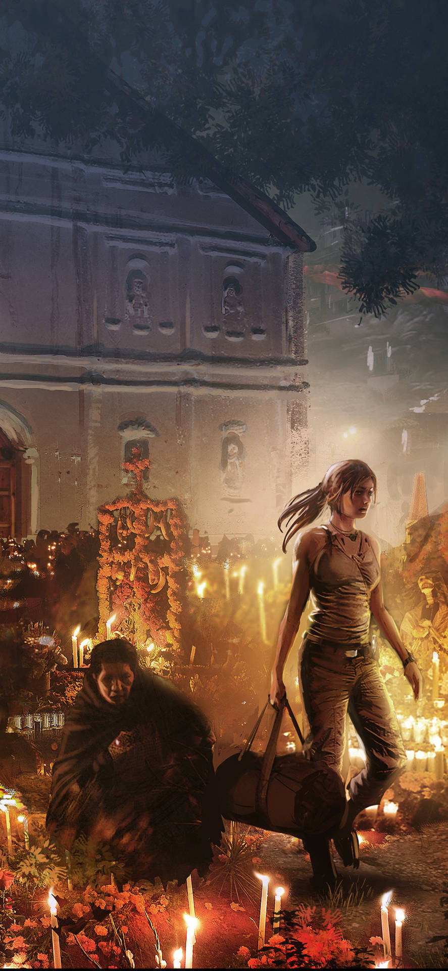 Tomb Raider Iphone med lysestager Wallpaper