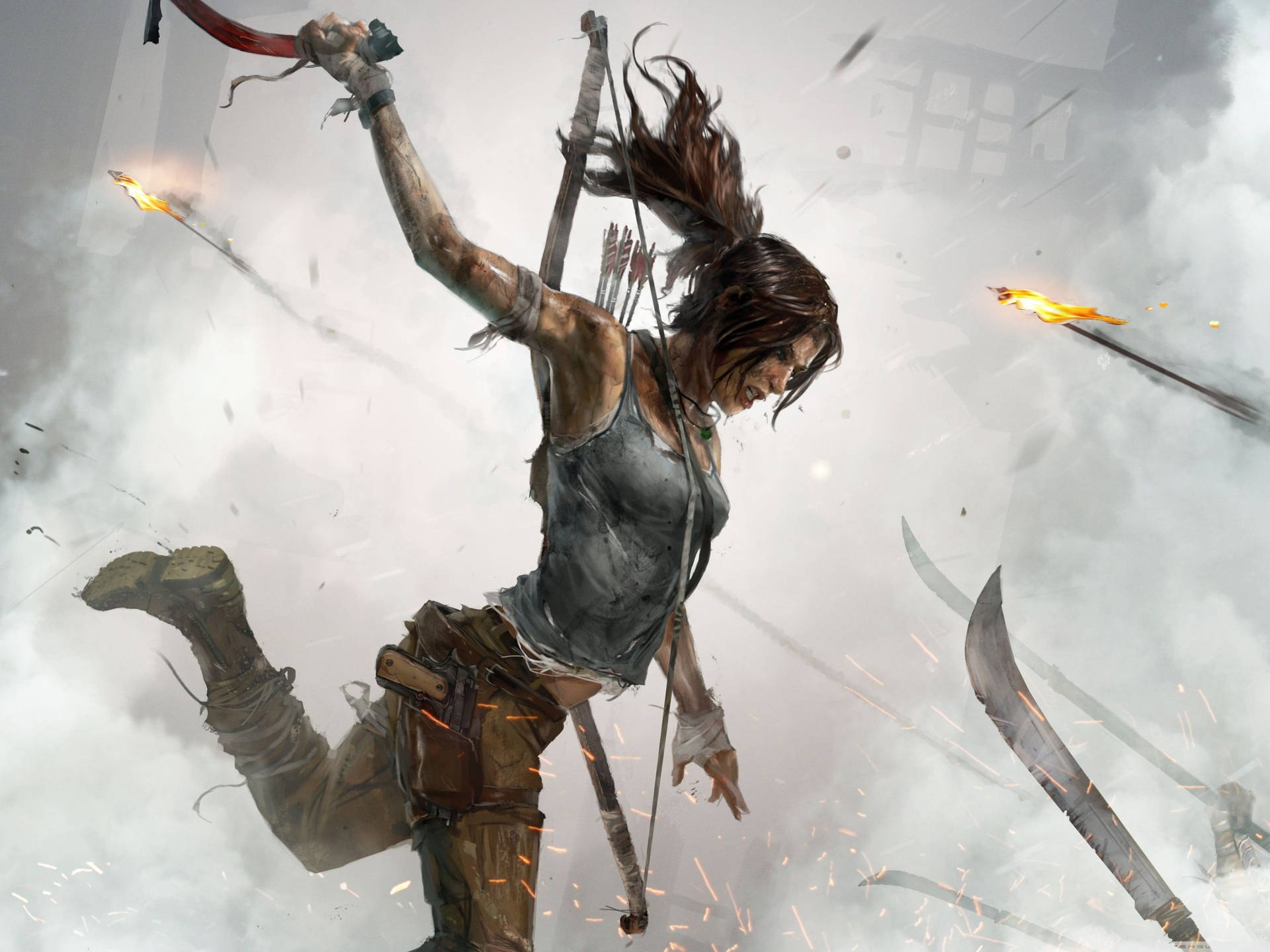 Tomb Raider Lara Croft In Action Wallpaper