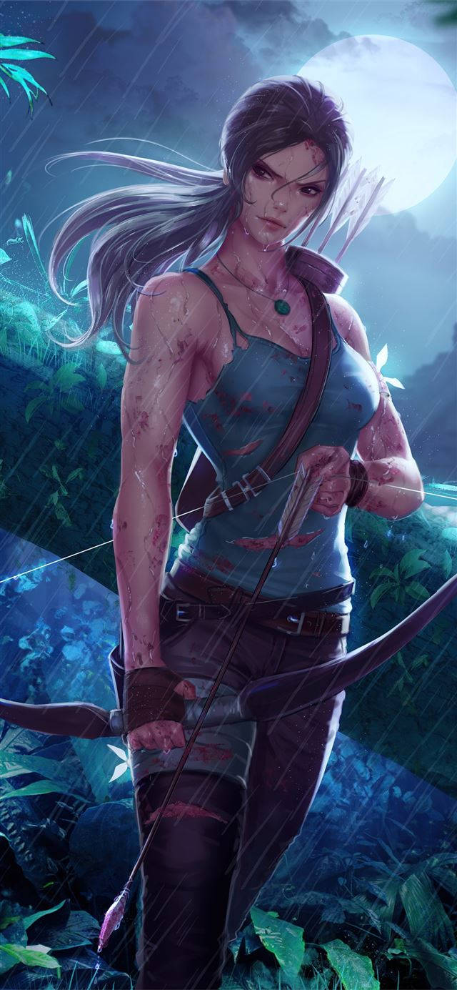 Tomb Raider Lara i skoven Iphone X baggrundsbillede Wallpaper