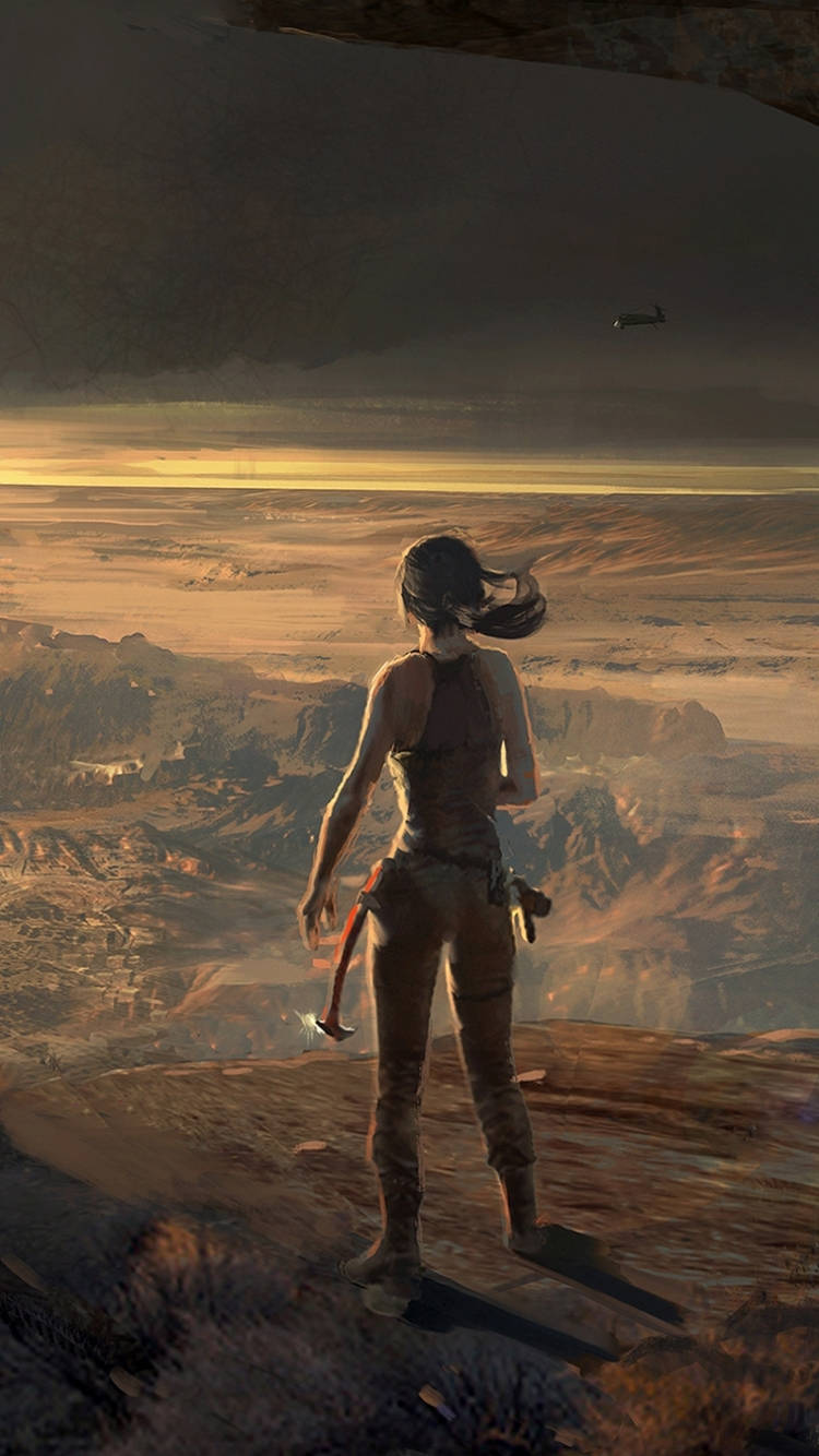 Tomb Raider på bjerg Iphone Tapet Wallpaper