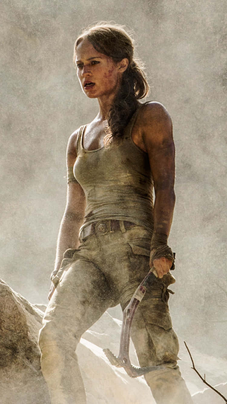 Sejr nye stier med Tomb Raider-telefon tapet. Wallpaper
