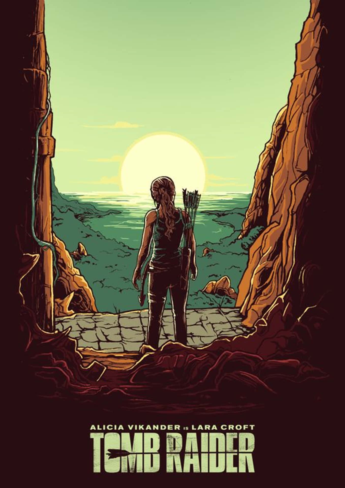 Erkundelara Crofts Welten Auf Dem Smartphone Im Tomb Raider-design. Wallpaper