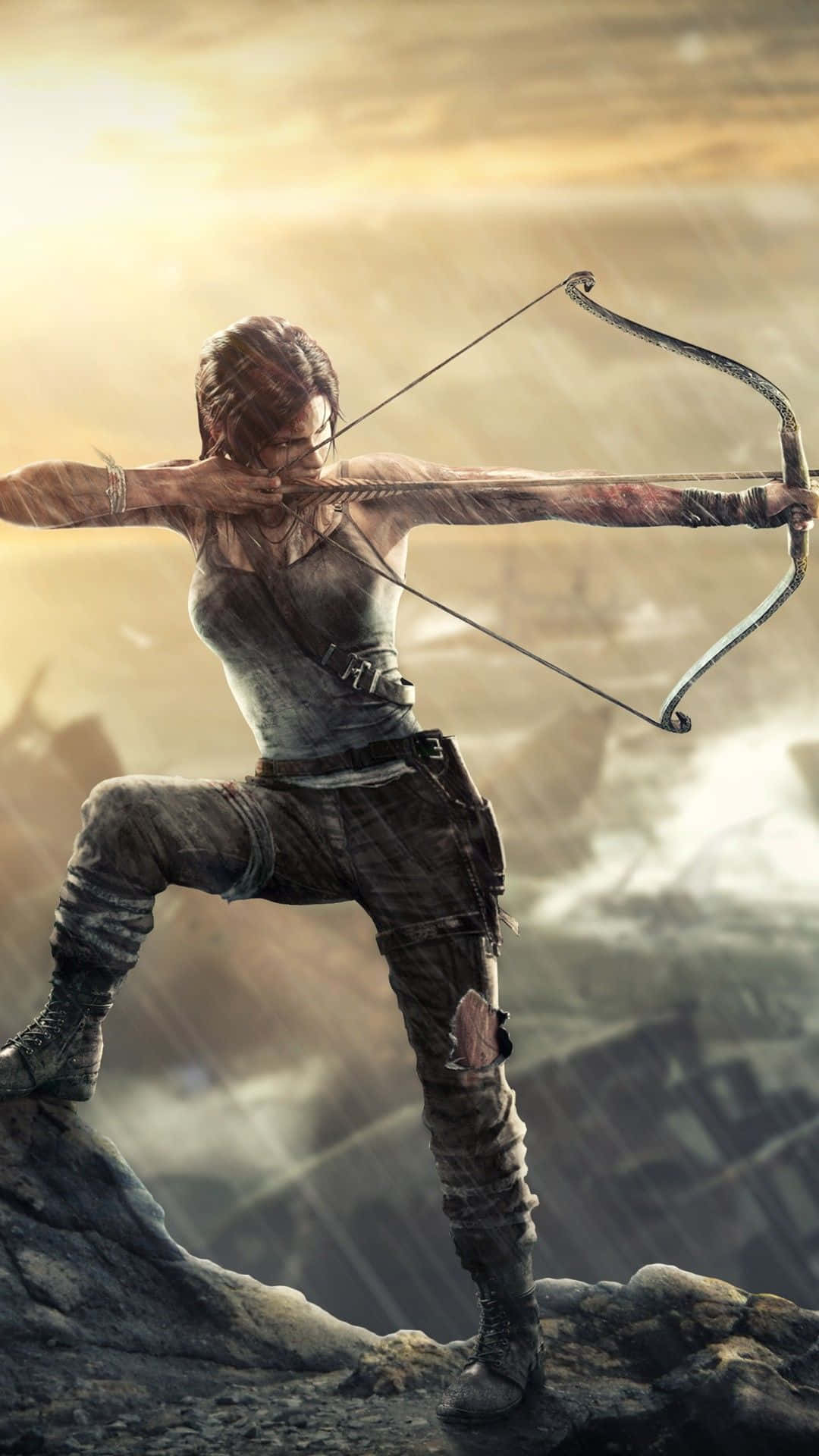 Apuntandoen El Celular De Tomb Raider. Fondo de pantalla