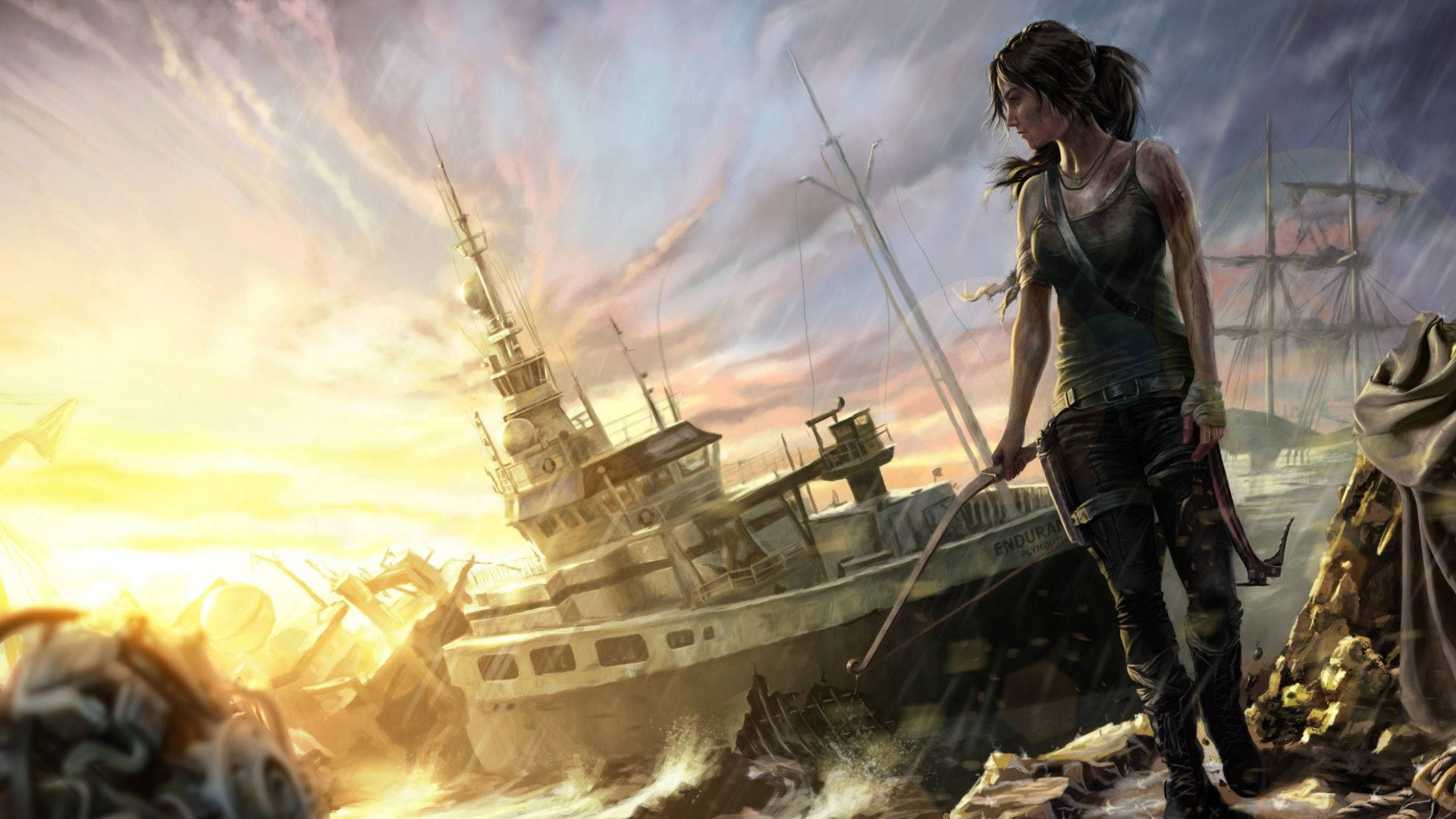 Tomb Raider Ships And Croft Wallpaper