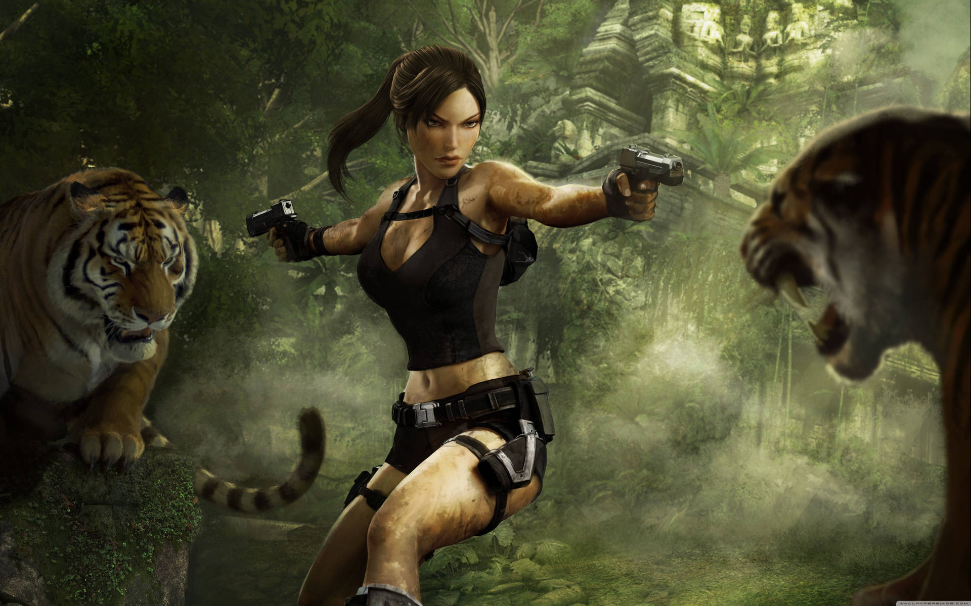 Tomb Raider Underworld Tigers HD Wallpaper