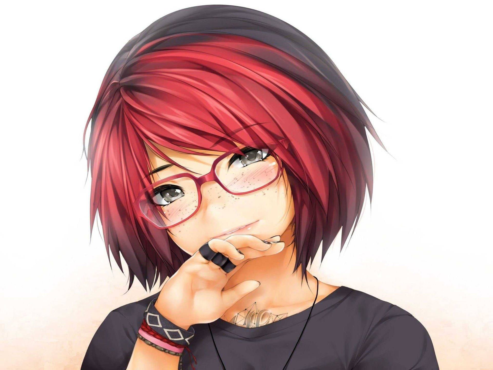 Tomboy Aesthetic With Short Red Hair Wallpaper