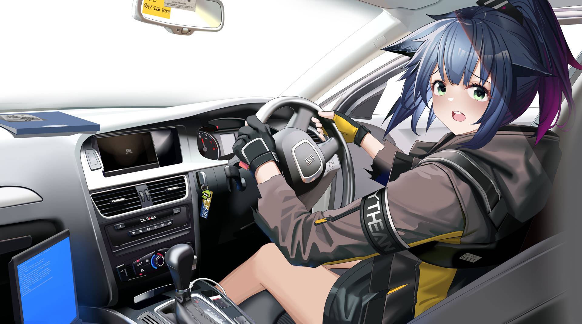 Tomboy Anime Girl In A Car Wallpaper