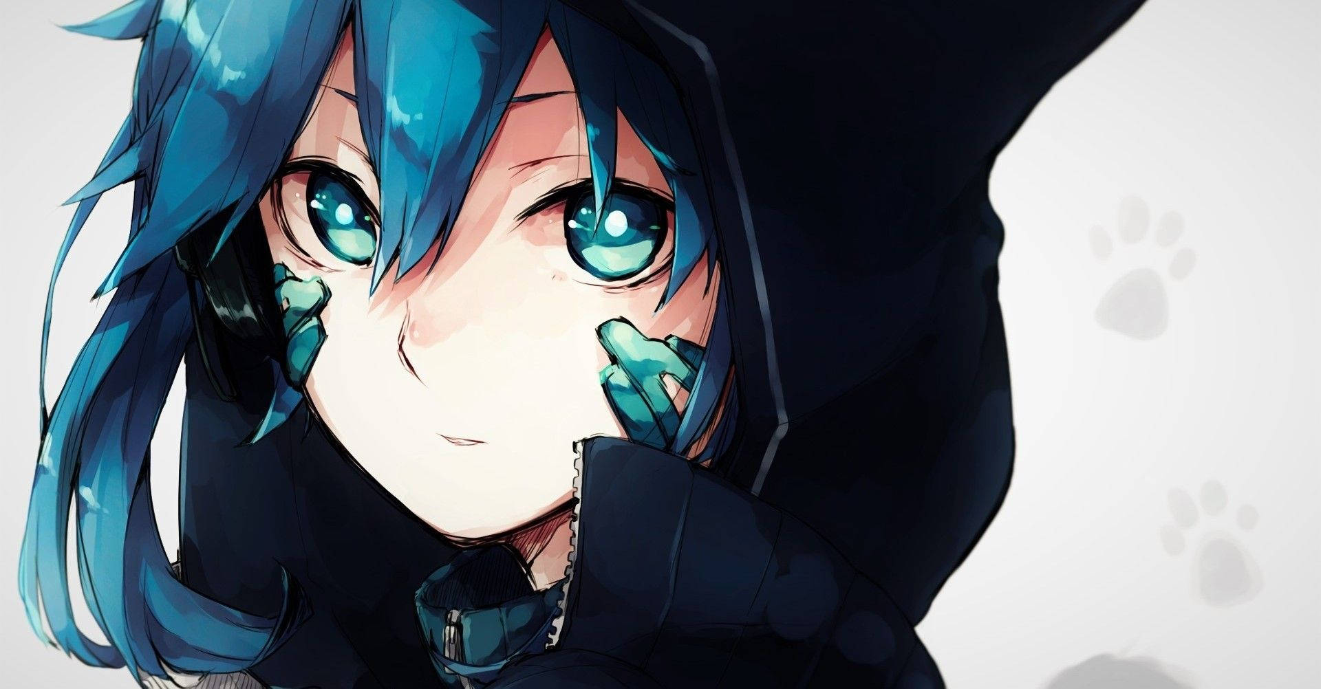 Tomboy Anime Girl With Blue Hair Wallpaper