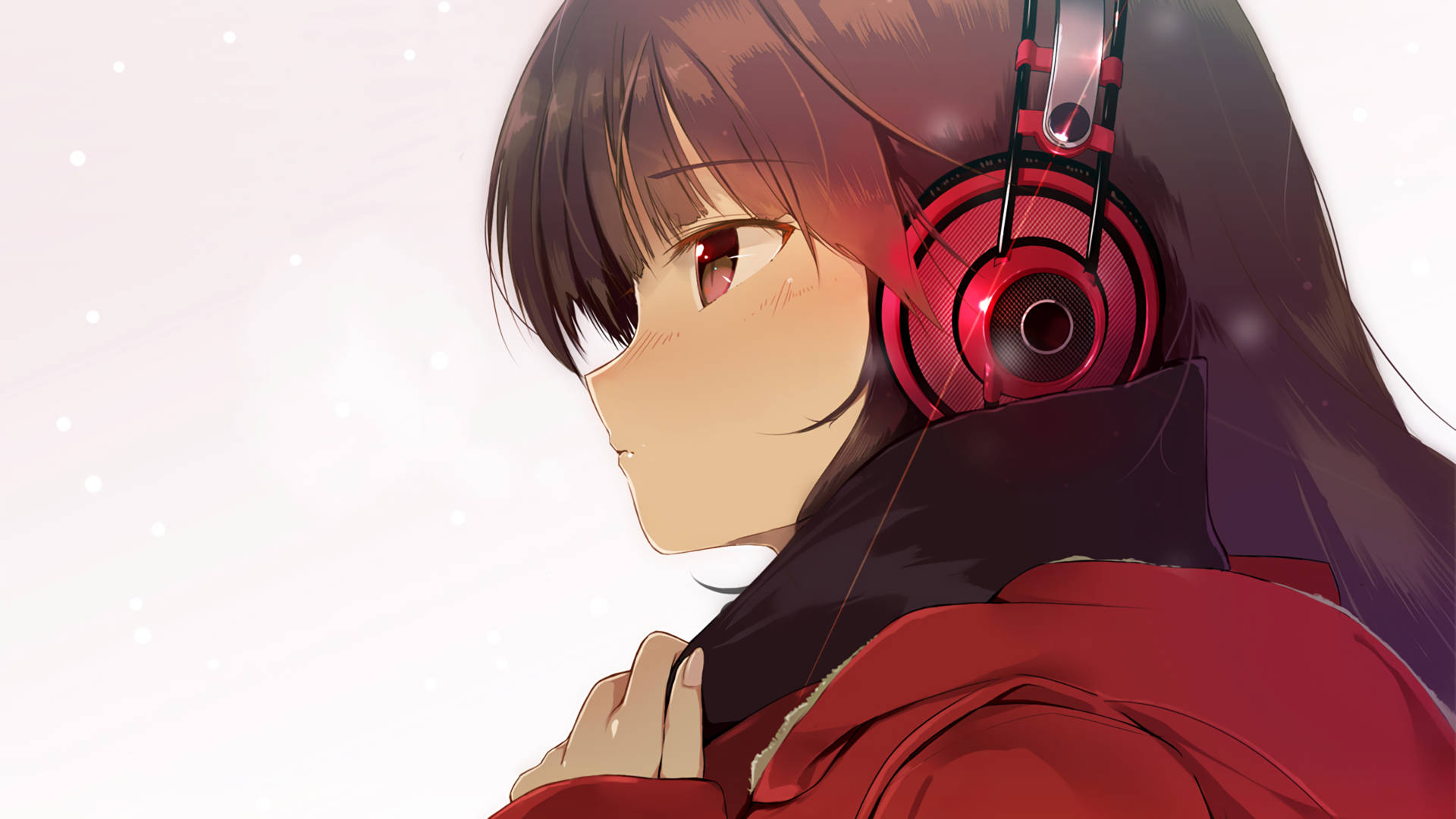 Download Tomboy Anime Girl With Red Headphones Wallpaper 