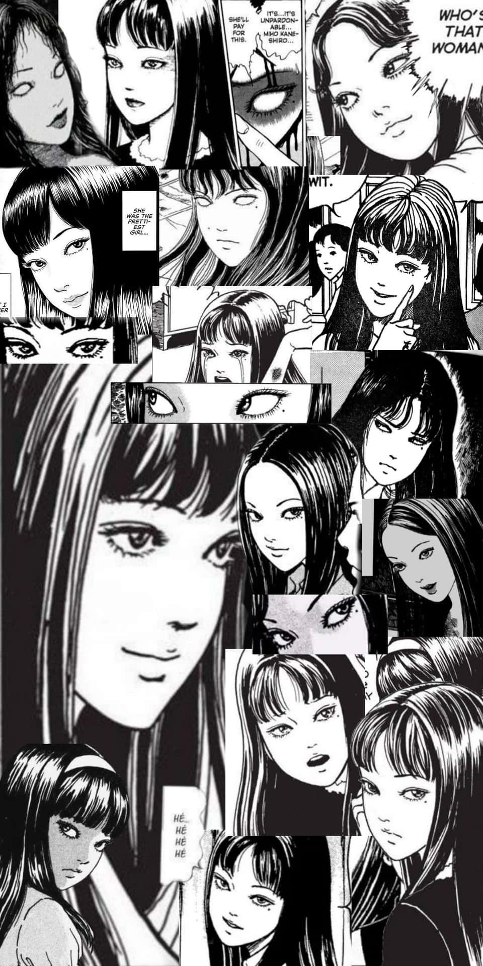 Tomie In Black And White Wallpaper