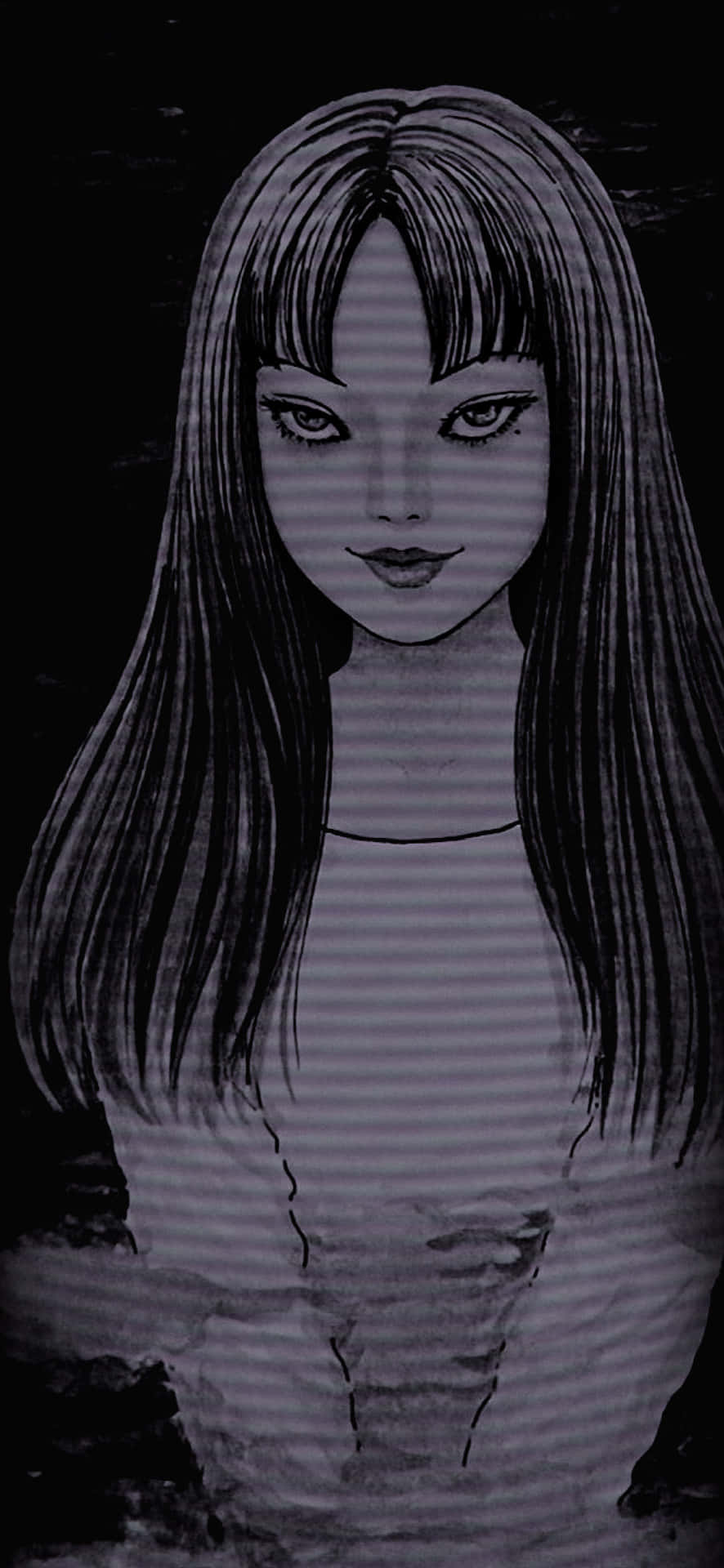 A Girl With Long Hair Is Shown In The Dark Wallpaper