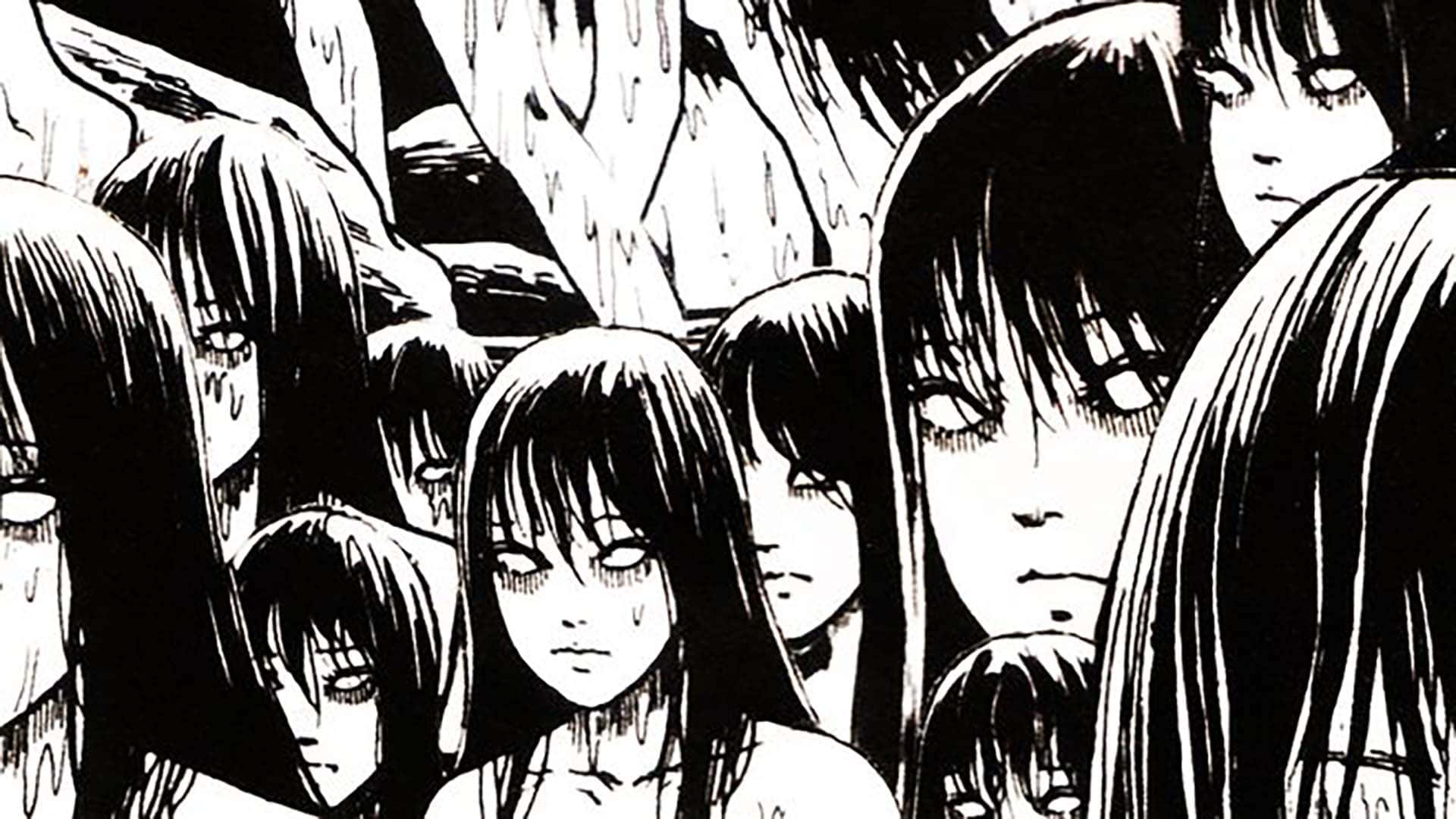 Tomie emerging from the darkness Wallpaper