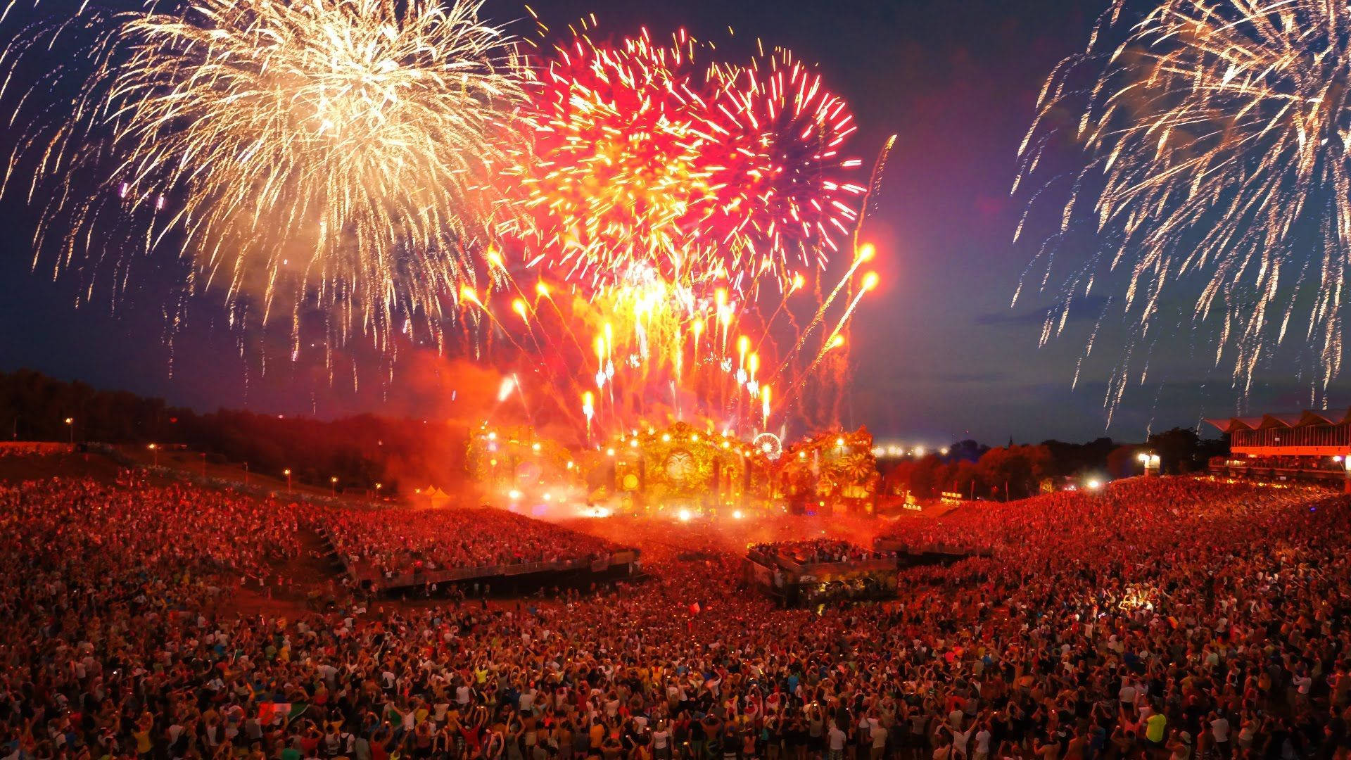 Tomorrowland Fireworks Photography Wallpaper