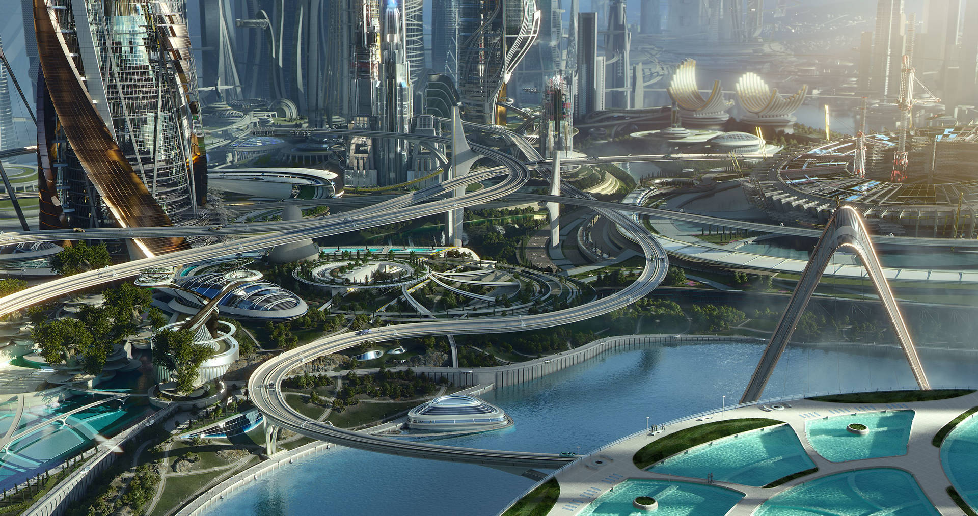 Tomorrowland Movie City's Aerial View Wallpaper