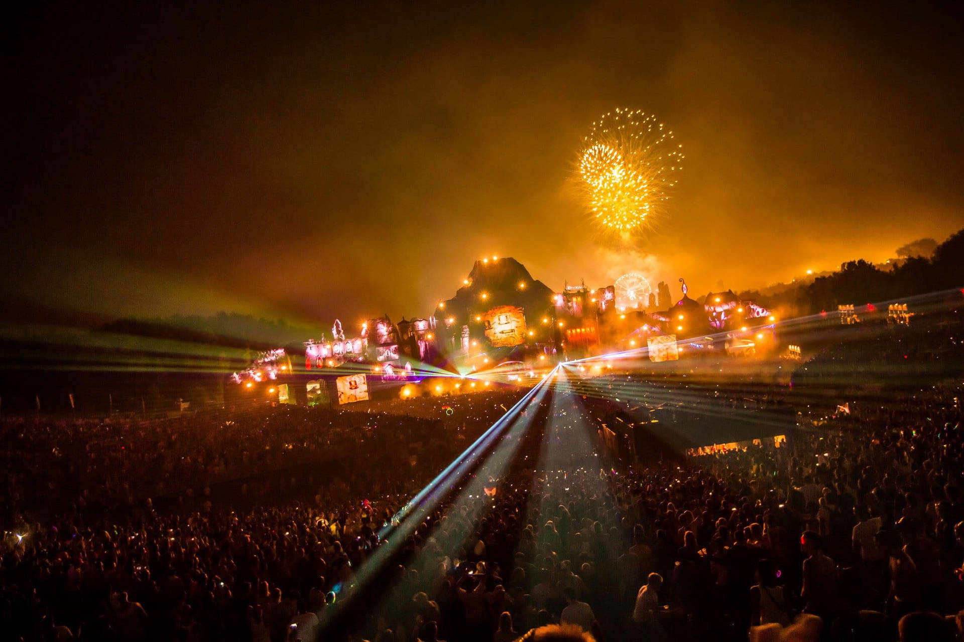 Tomorrowland Orange Fireworks Wallpaper