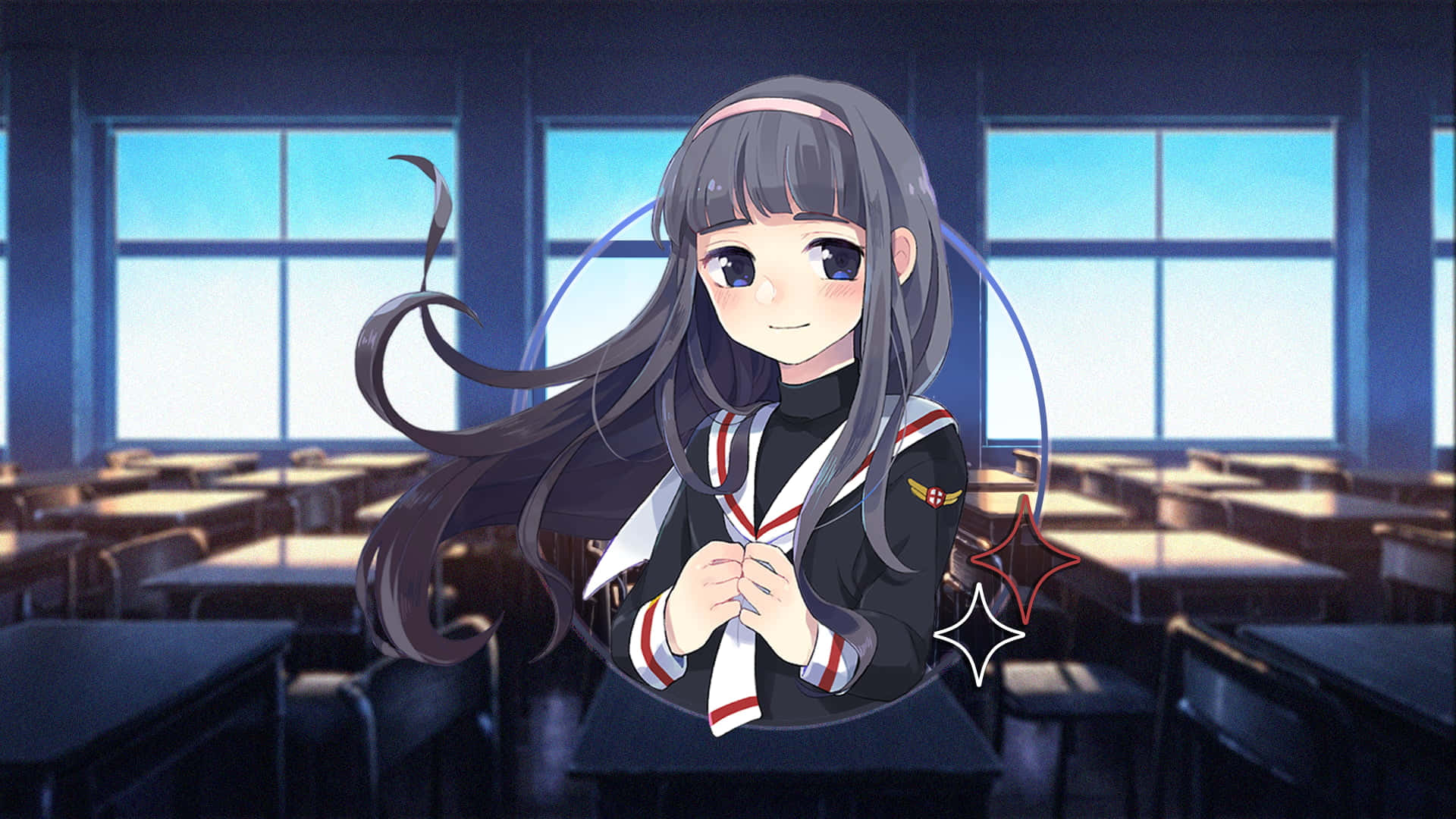 Anime girls, long hair, camera, Daidouji Tomoyo, school uniform