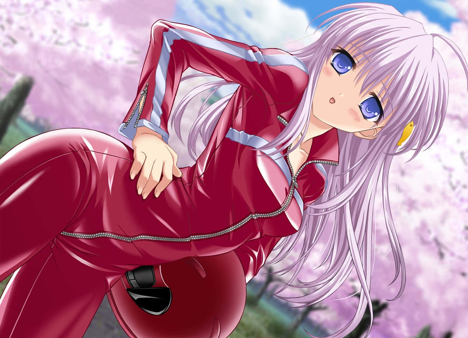 Tomoyo Sakagami, A Silver-haired Beauty From The Visual Novel, Clannad. Wallpaper