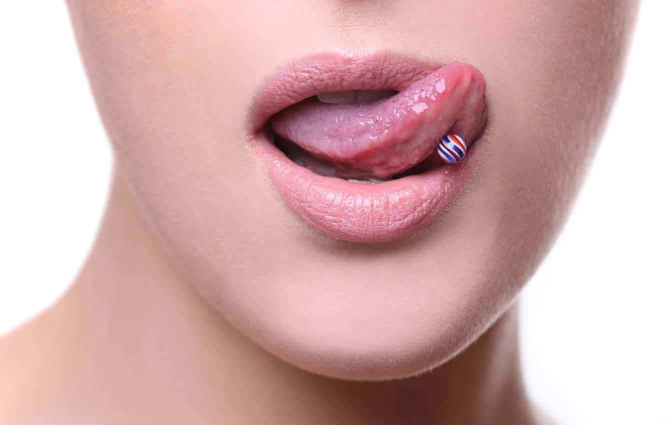 Tongue Out With Piercing Wallpaper
