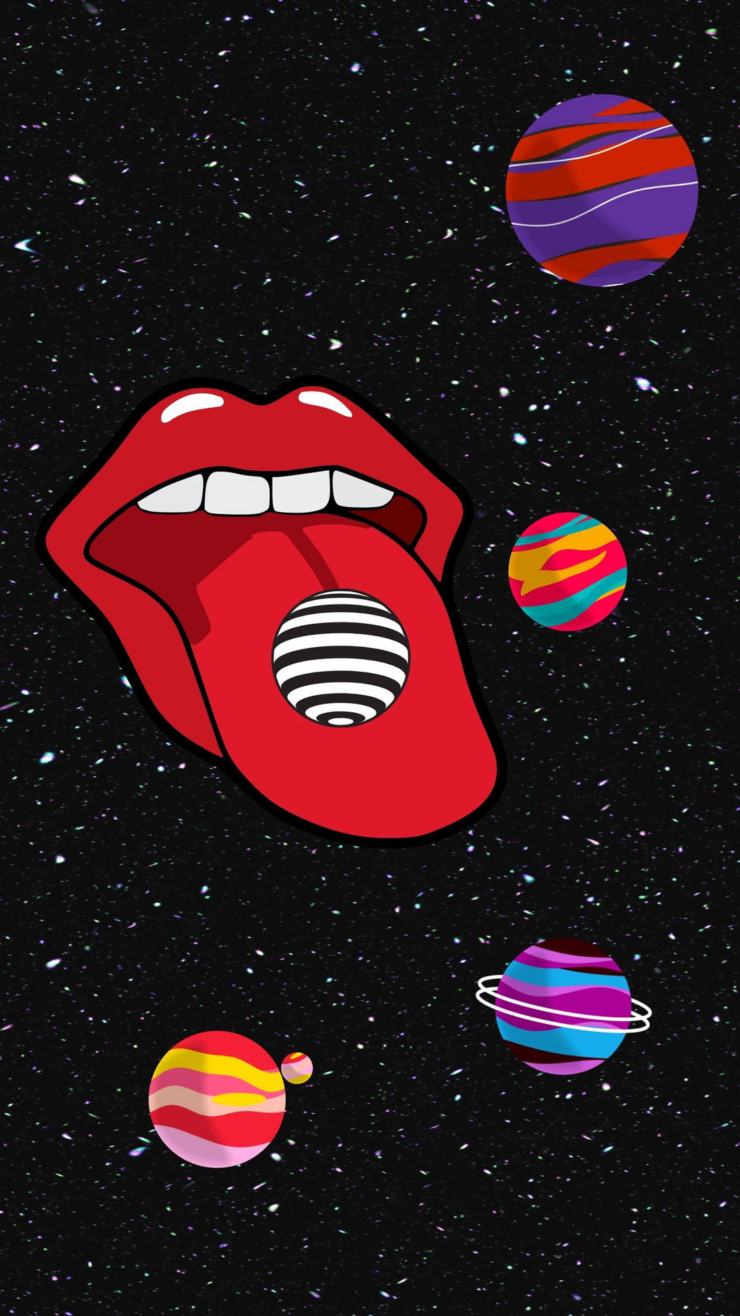 Tongue Sticking Out 70s Retro Aesthetic Wallpaper