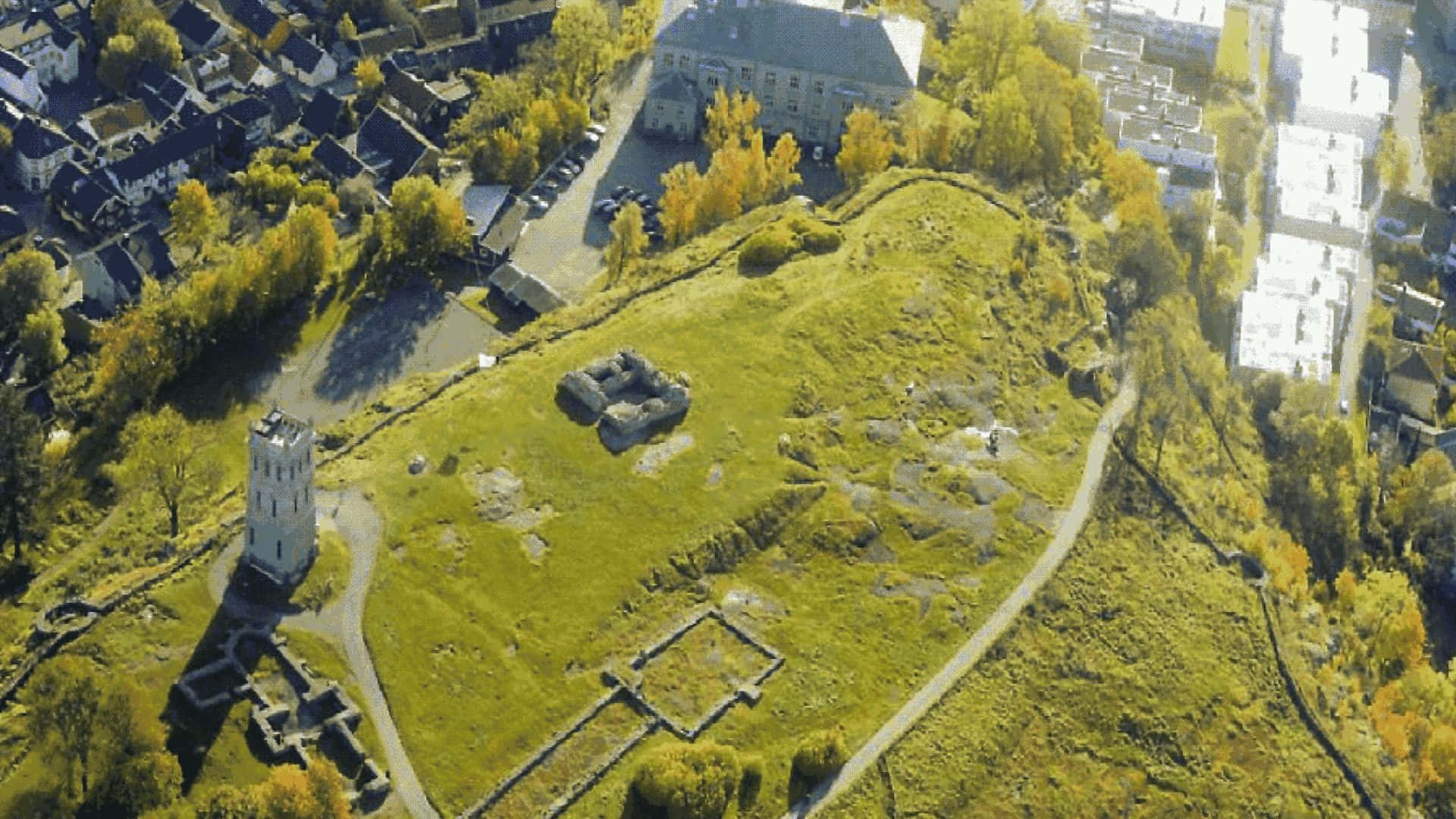 Ruines Du Château De Tønsberg Vue Aérienne Fond d'écran