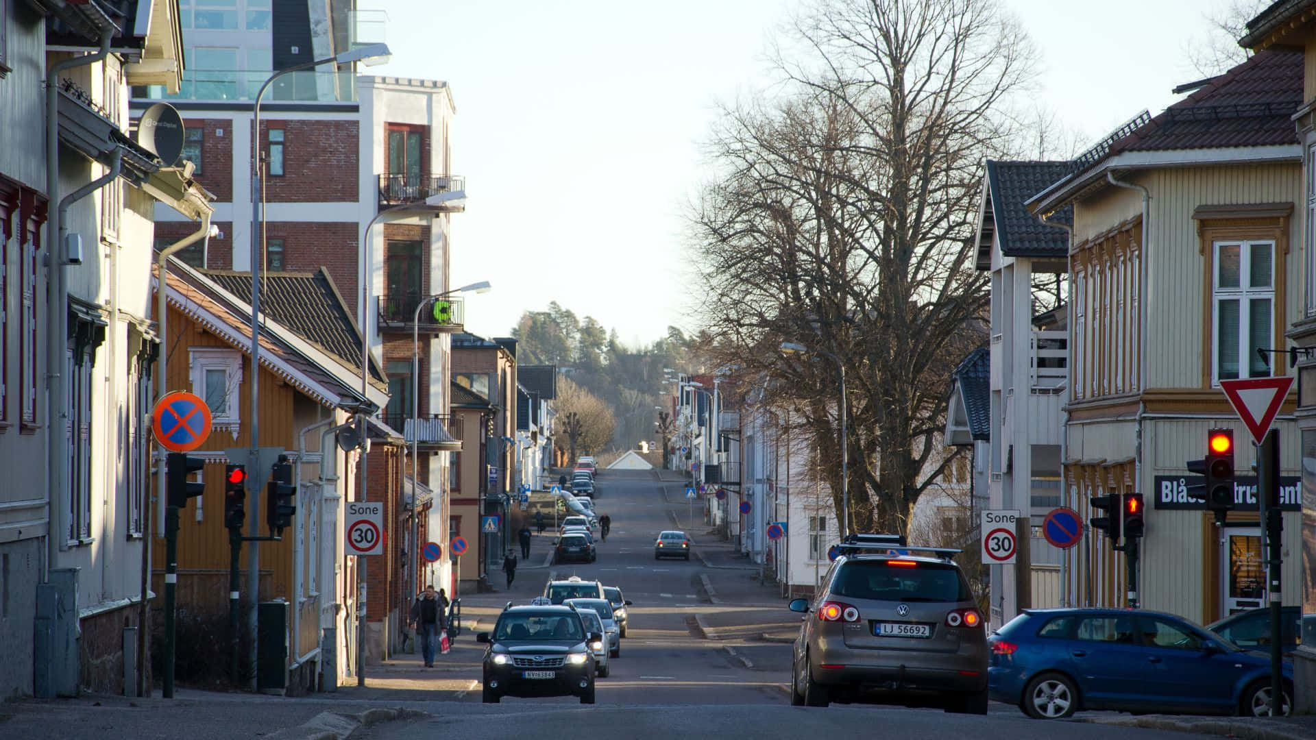 Vue De Rue De Tønsberg Norvège Fond d'écran