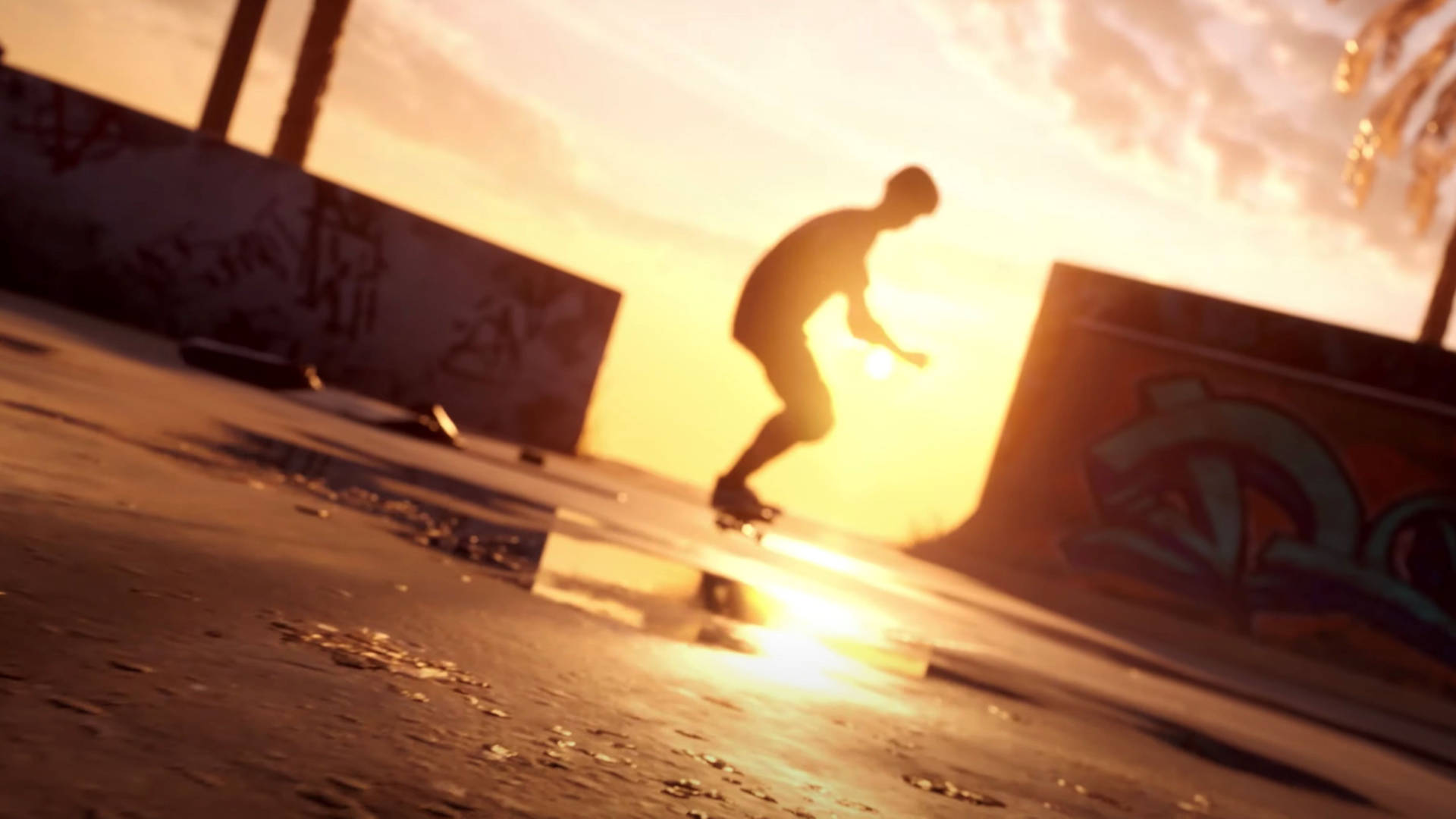 Tony Hawk Pro Skater Solnedgang Silhouette Tapet: Wallpaper