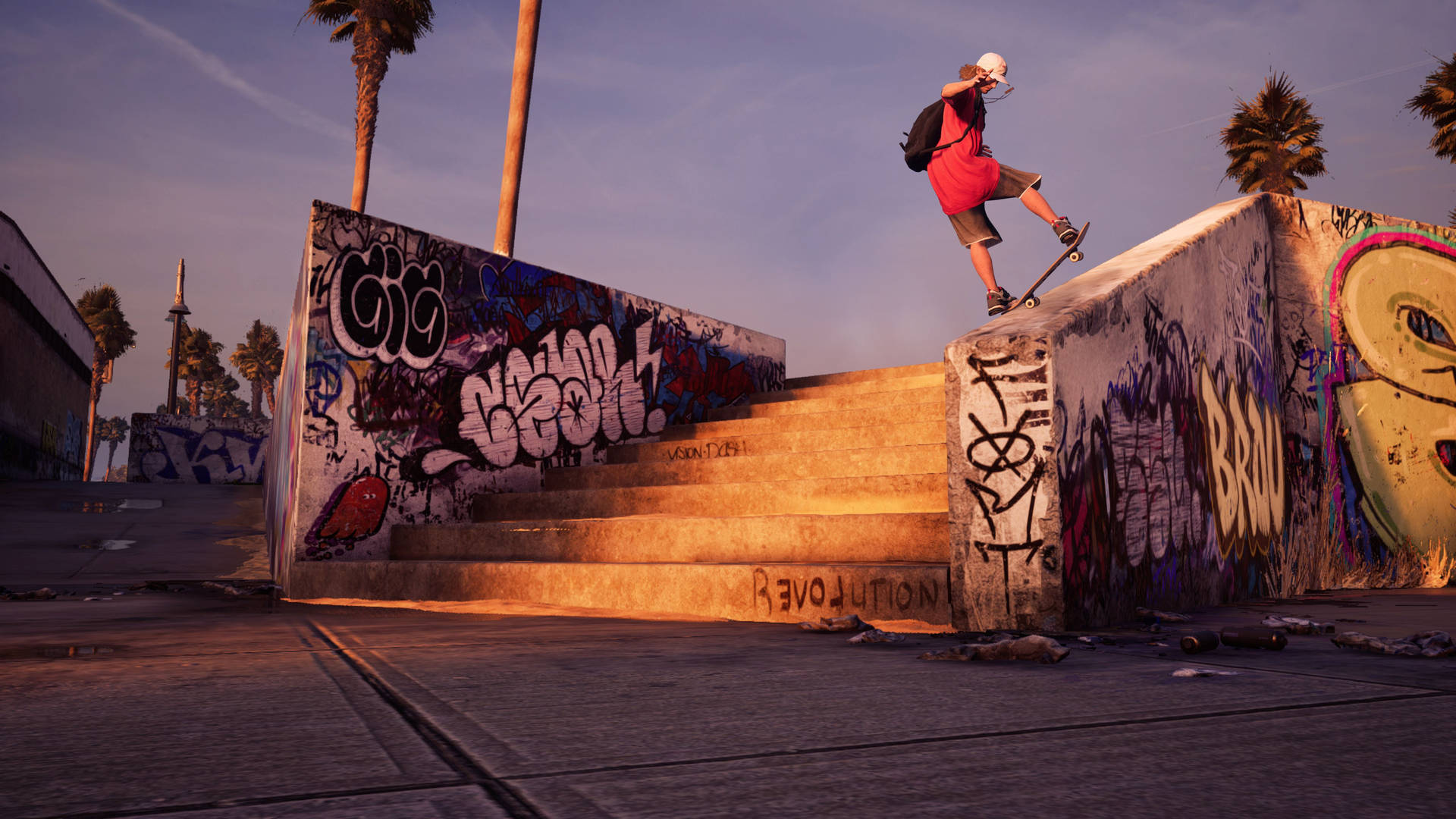 Tonyhawk Skateboarder Graffiti Treppe Wallpaper